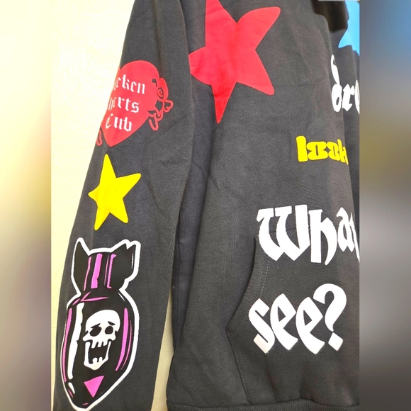 New Grey Dark Unisex Aelfric Eden Hoodie oversized M - Picture 3 of 6